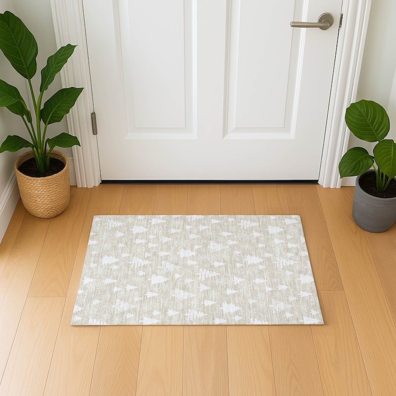 Premium Washable Super Soft Christmas Tree Mayfield Rug - Beige - 1'8" x 2'6"