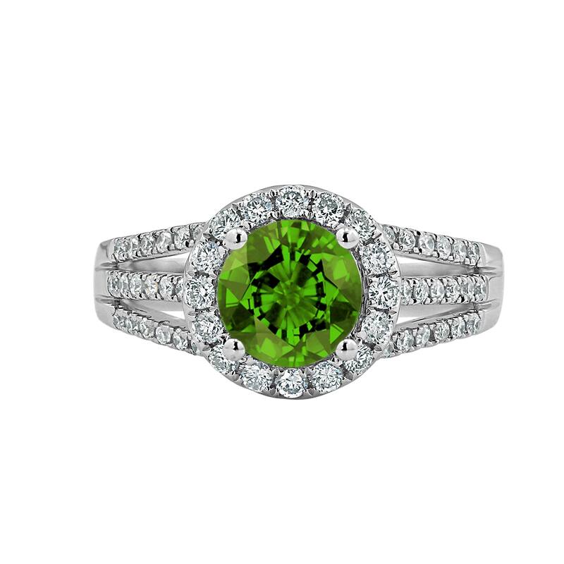 Auriya Modern 1 3/8ct Peridot and Halo Diamond Engagement Ring 1/2cttw 14k Gold