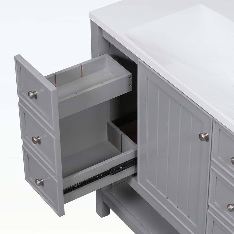 Bathroom Vanity with Sink,Cabinet,and Drawers,Open Shelf
