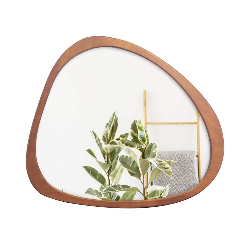 Solid Wood Mirror 45 Inch Asymmetrical Wall Mirror Wooden Framed Mirror Large Sized Dressing Mirror,for Living Room
