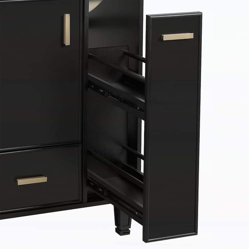 Freestanding Vanity Set with Door Shelf,Deep Drawer,2-Tier Pull-Out Basket