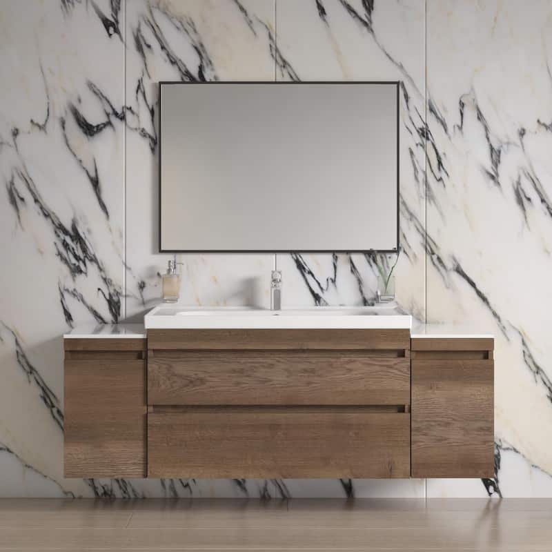 Modern Wall-Mounted Bathroom Vanity with Washbasin Niagara Rosewood Non-Toxic MDF-24"-Diamond 40"