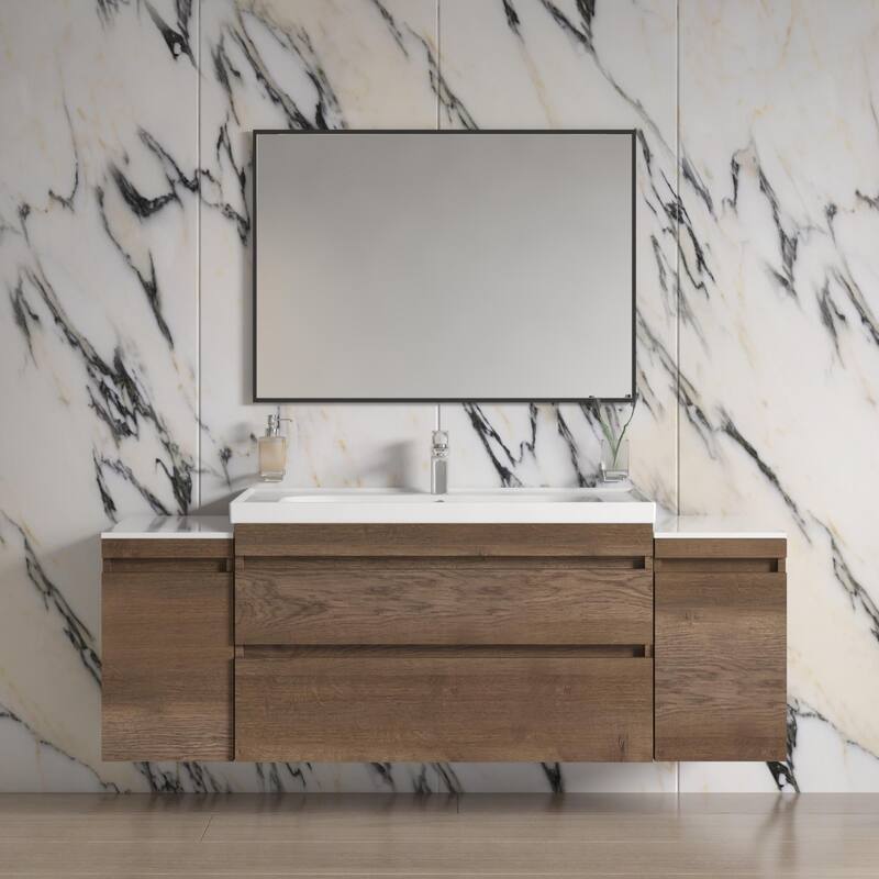Modern Wall-Mounted Bathroom Vanity with Washbasin Niagara Rosewood Non-Toxic MDF-24"-Simple 24"