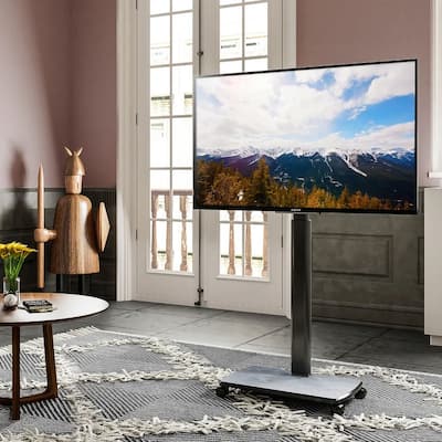 FITUEYES Rolling TV Floor Stand for 32 - 70 Inch TVs, with Upgraded 360° rotating wheels,Hold up to 88 lbs