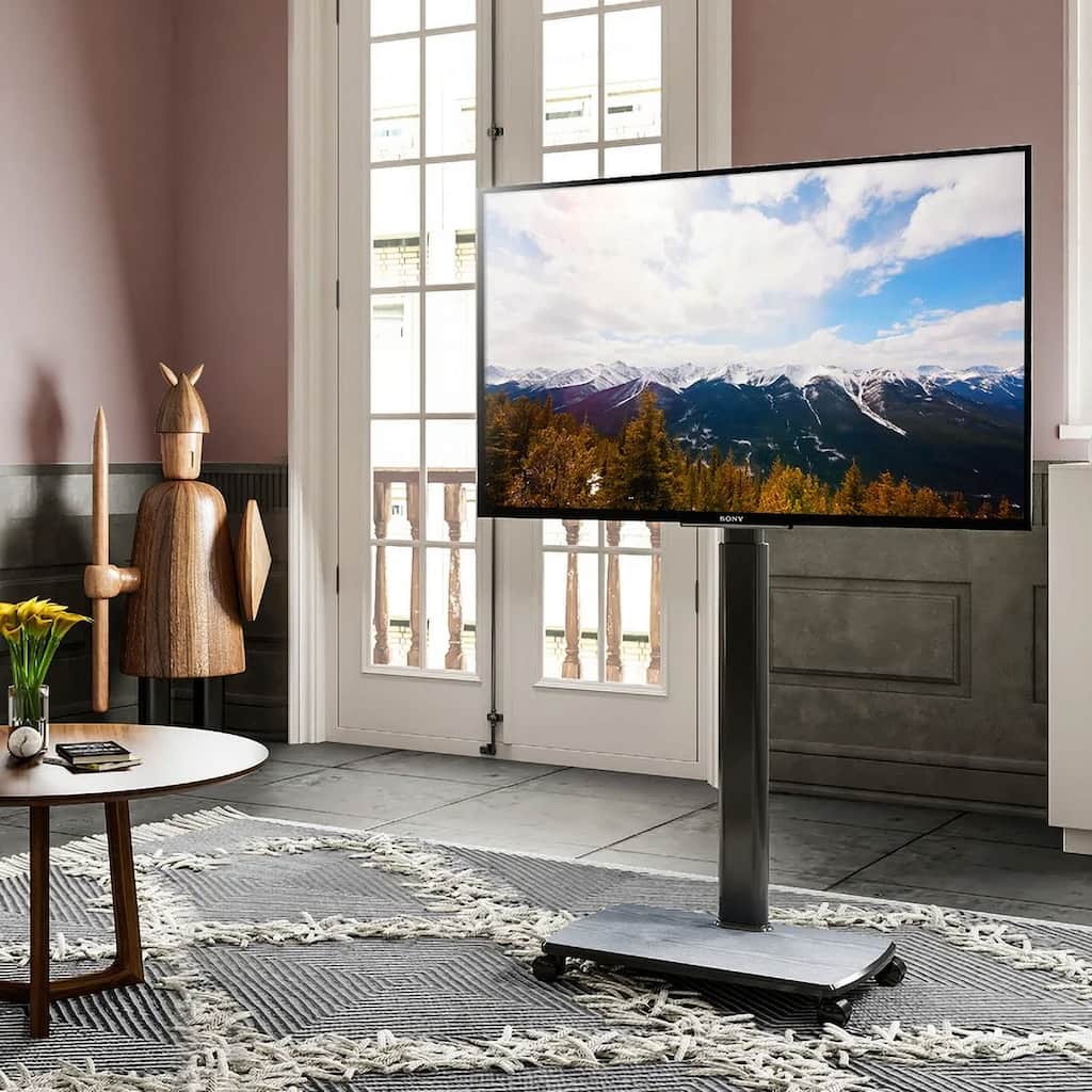 FITUEYES Rolling TV Floor Stand for 32 - 70 Inch TVs, with Upgraded 360° rotating wheels,Hold up to 88 lbs