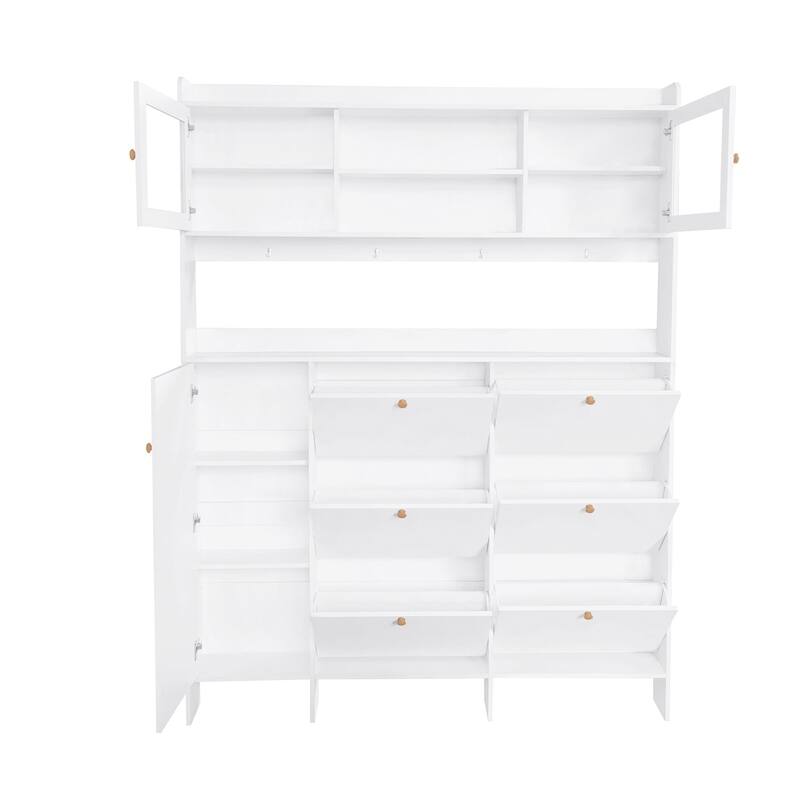 Merax Multifunctional Shoe Cabinet with Storage Shelf & 6 Flip Drawers