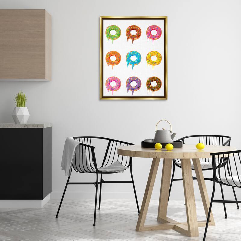 Stupell Bright Donut Rows Framed Floater Canvas Wall Art Design By Marcus Prime
