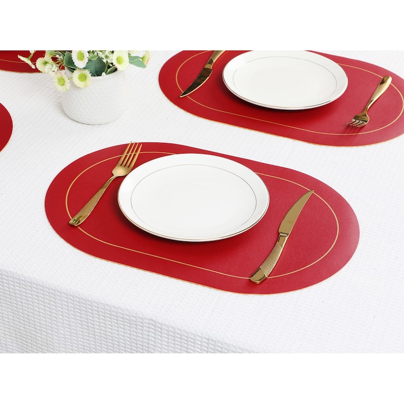 Set of 6 Faux Leather Placemats for Kitchen, Washable Table Placemats - 18*12in