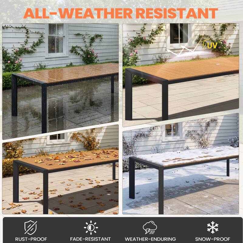 Pellebant Premium Outdoor Patio Aluminum Dining Table with Umbrella Hole