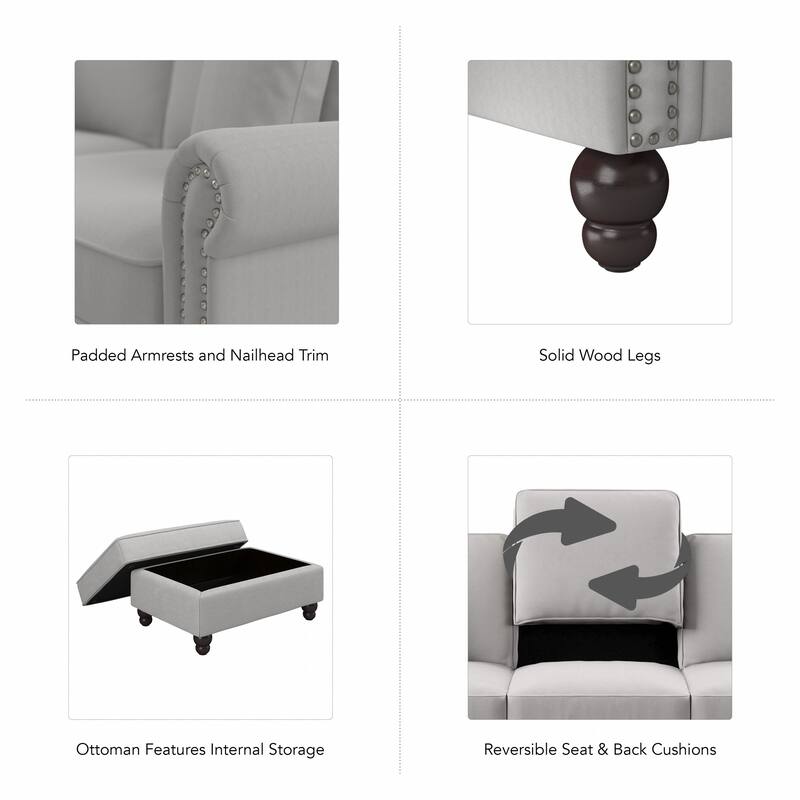 Bush Furniture Coventry Living Room Accent Chair with Ottoman Set