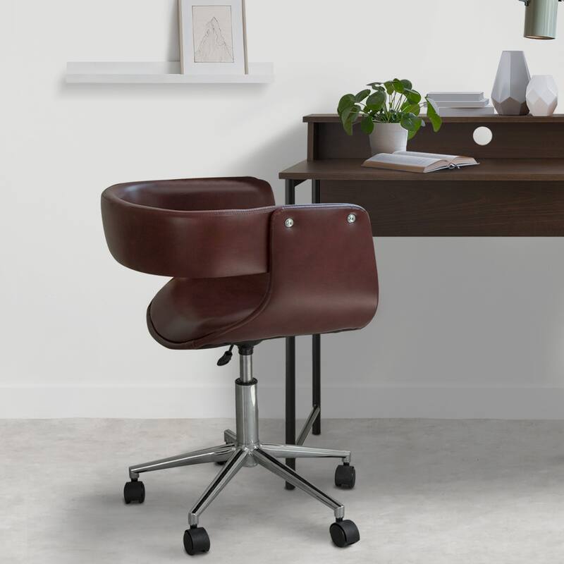 Teamson Home Faux Leather Adjustable Swivel Home Office Task Arm Chair