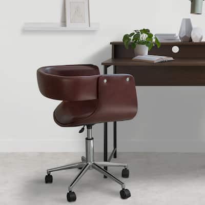 Teamson Home Faux Leather Adjustable Swivel Home Office Task Arm Chair