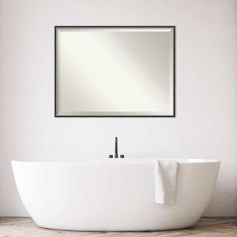 Theo Narrow Beveled Wood Framed Bathroom Vanity Wall Mirror