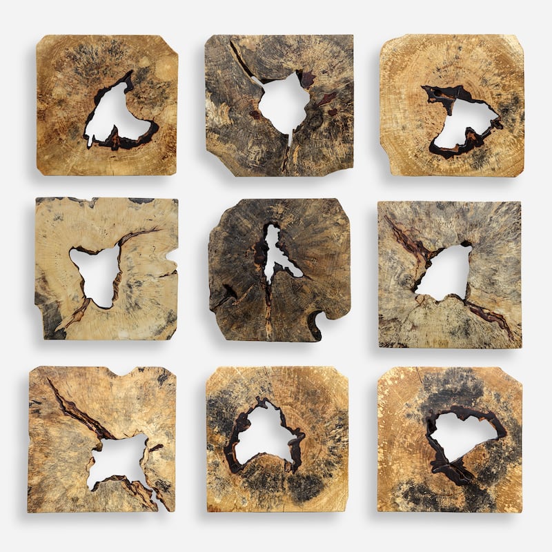 Uttermost Bahati Wood Wall Decor In Natural, Set Of 9