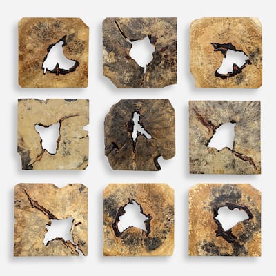 Uttermost Bahati Wood Wall Decor In Natural, Set Of 9