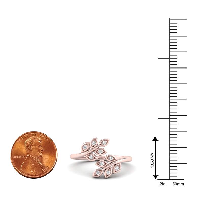 1/10ct TDW Diamond Bypass Leaf Fashion Ring in 10k Gold for Women