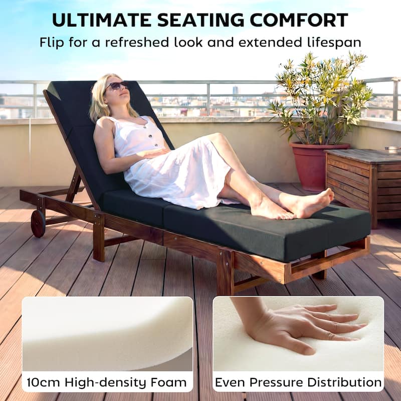 Outsunny Chaise Lounge Cushion, 4" Thick Outdoor Lounge Chair Cushion with Non-Slip Ties