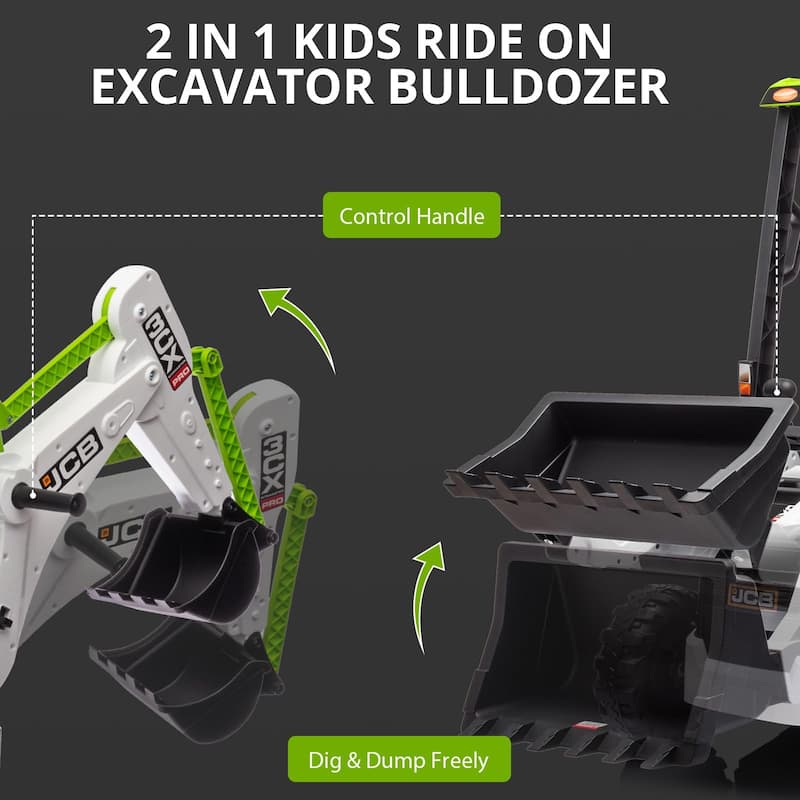 4 in 1 Ride on Excavator with Remote Control, 4 Transformable Forms Kids Excavator Digger