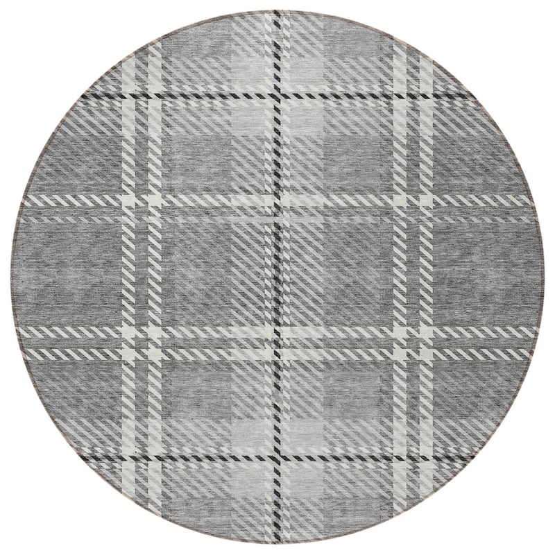 HomeRoots Plaid Transitional Rectangle Outdoor Rug