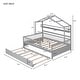 preview thumbnail 20 of 33, Wood Slat Support Roof House Bed Frame with Pull-out Trundle Bed, Side 2 Shelves Storage Platform Bed, Kids Panel Bed