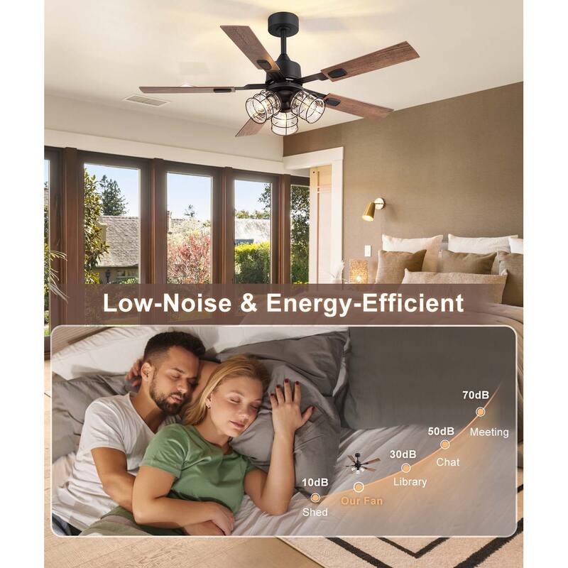 52-inch Industrial Ceiling Fan with Remote and Light (5 Reversible Blades）