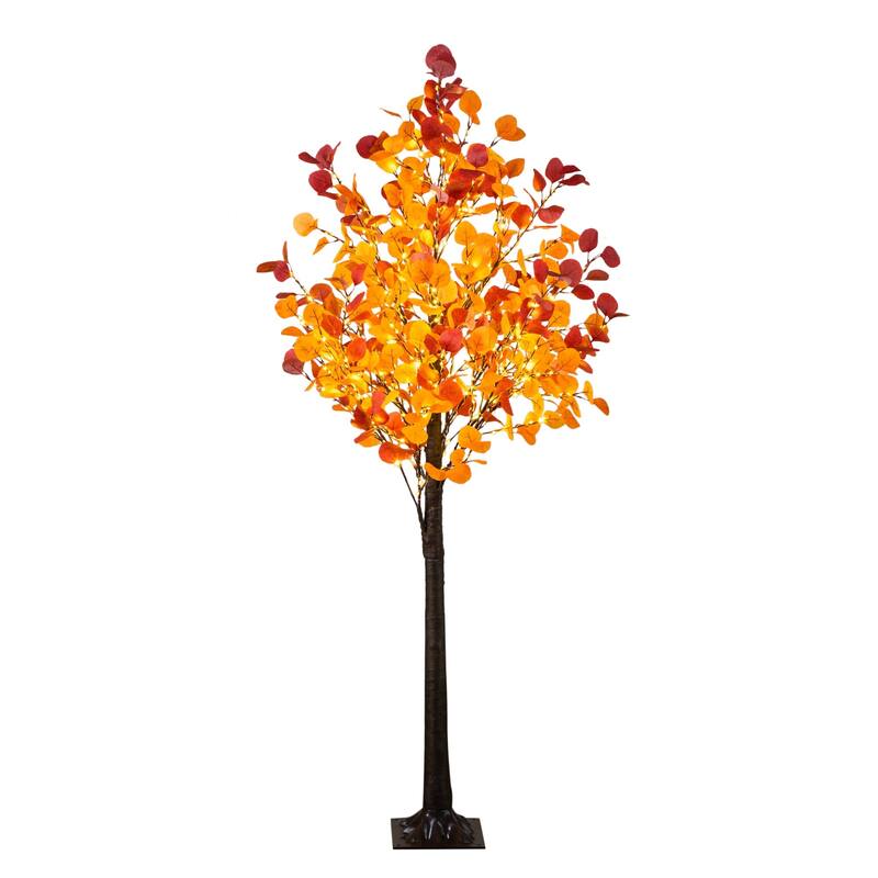 Pre-lit Eucalyptus Fall Harvest Artificial Tree - 6' - Warm White LED Lights