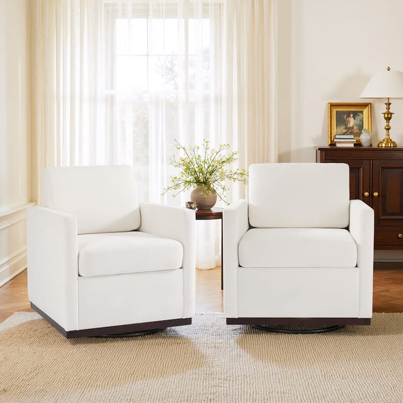 Modern Upholstered Swivel Accent Arm Chair Set of 2