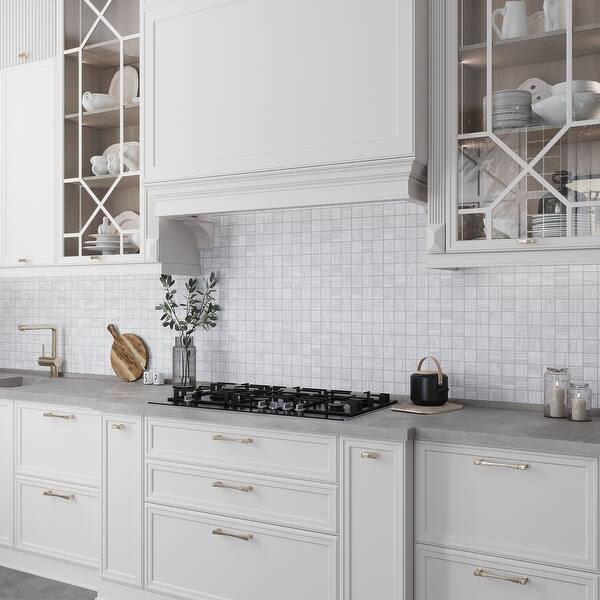 Arenza 12x12 Light Gray Porcelain Mosaic Square Stone Look Wall and ...