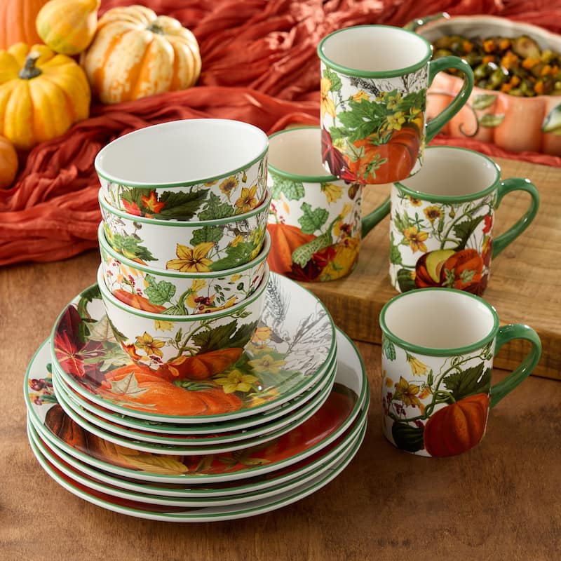 Certified Harvest Fields 16pc Dinnerware Set, Service for 4 - 11"L x 11"W x 1.25"H