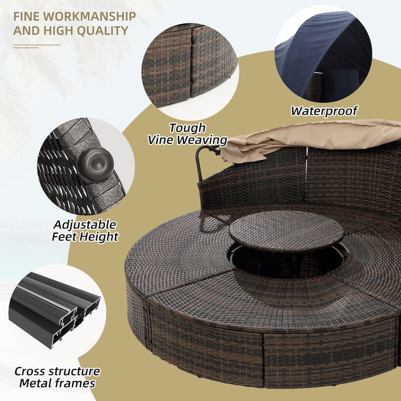 GALDWIN outdoor rattan bed, balcony courtyard sunshade sofa