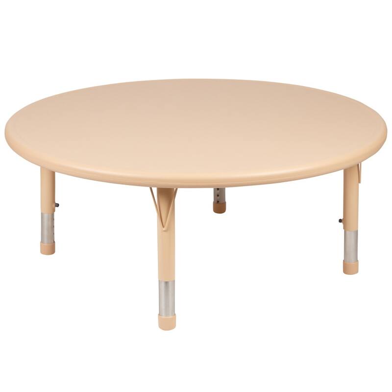45" Round Plastic Height Adjustable Activity Table Set with 2 or 4 Chairs