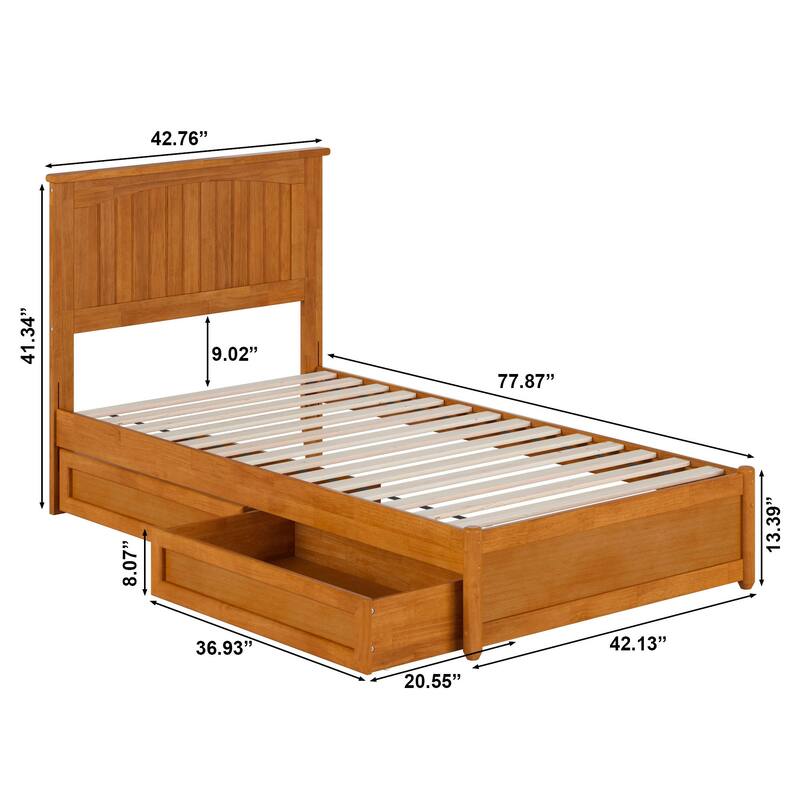 Malta Platform Bed with Panel Footboard and Storage Drawers