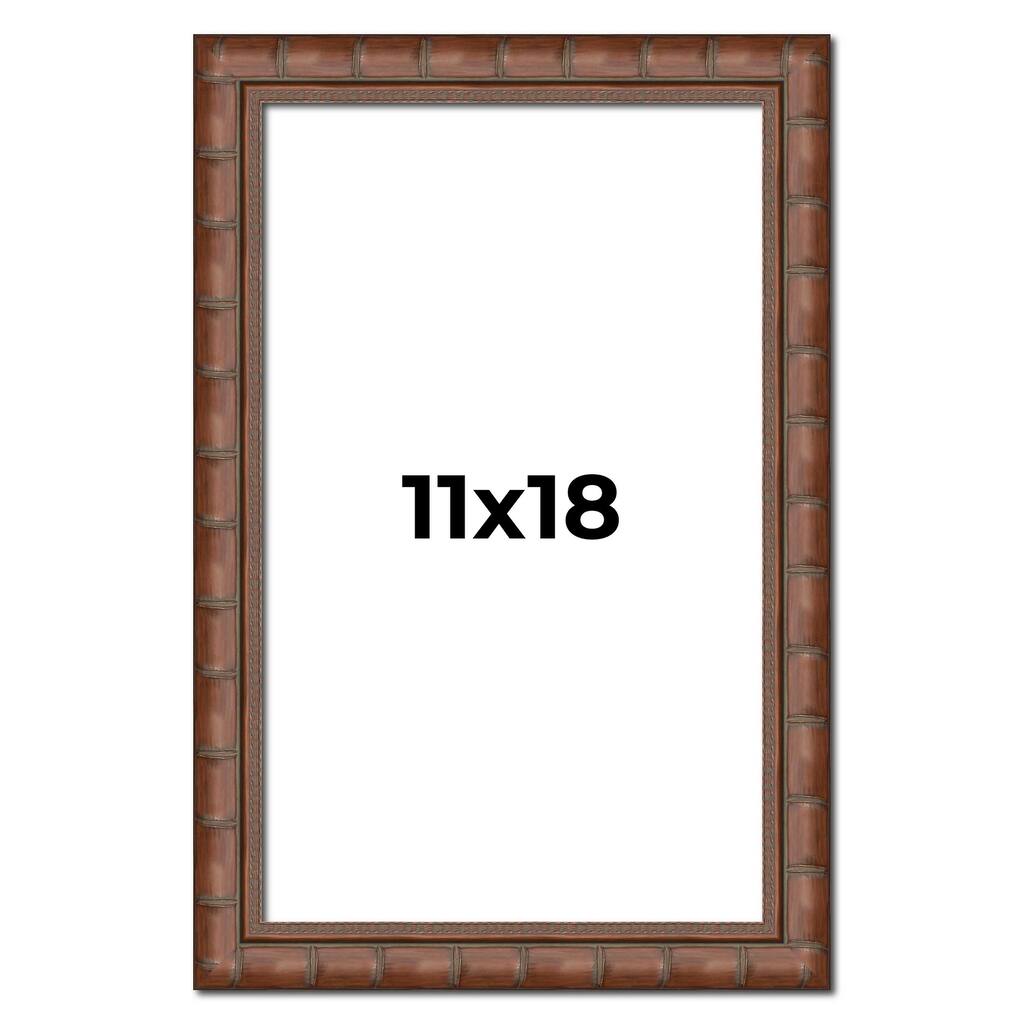 11x18 Brown Modern Bamboo Picture Frame - UV Acrylic, Foam Board Backing, Hanging Hardware