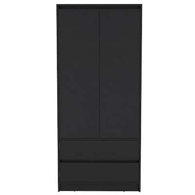 20.47" Modern Double-door Armoire with Hanging Rod and Two Drawers for Bedroom