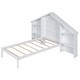 preview thumbnail 7 of 15, Wood Twin Size Platform Bed with House-shaped Storage Headboard & Built-in LED