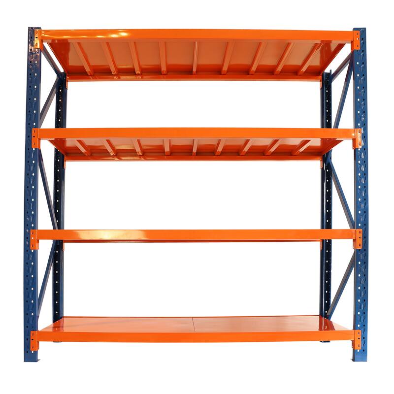 4-Tier Heavy Duty Storage Shelf Steel Rack Adjustable Height for Workshop and Warehouse - 78.66”L x 23.82”W x 78.74”H