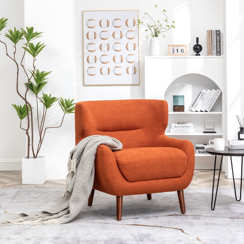 XINMICS Tufted Accent Chair, Wingback Upholstered Armchair for Living Room, Bedroom, Set of 1 - Orange
