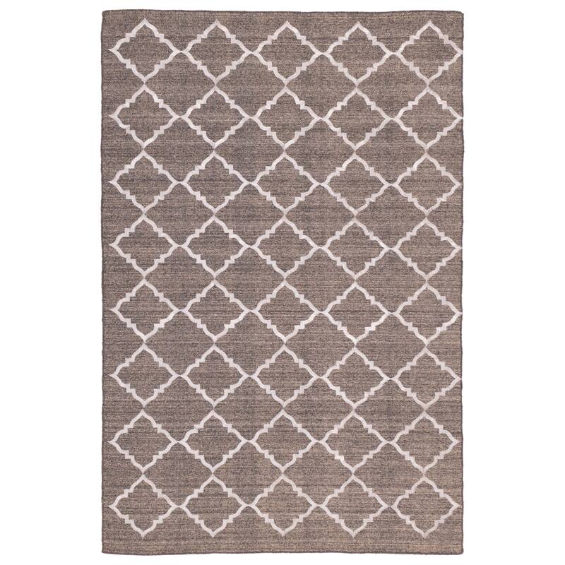 ECARPETGALLERY Flat-Weave Marrakech Dark Grey Wool Kilim - 5'0 x 7'9