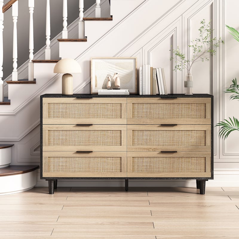 6-Drawers Rattan Storage Cabinet Rattan Drawer