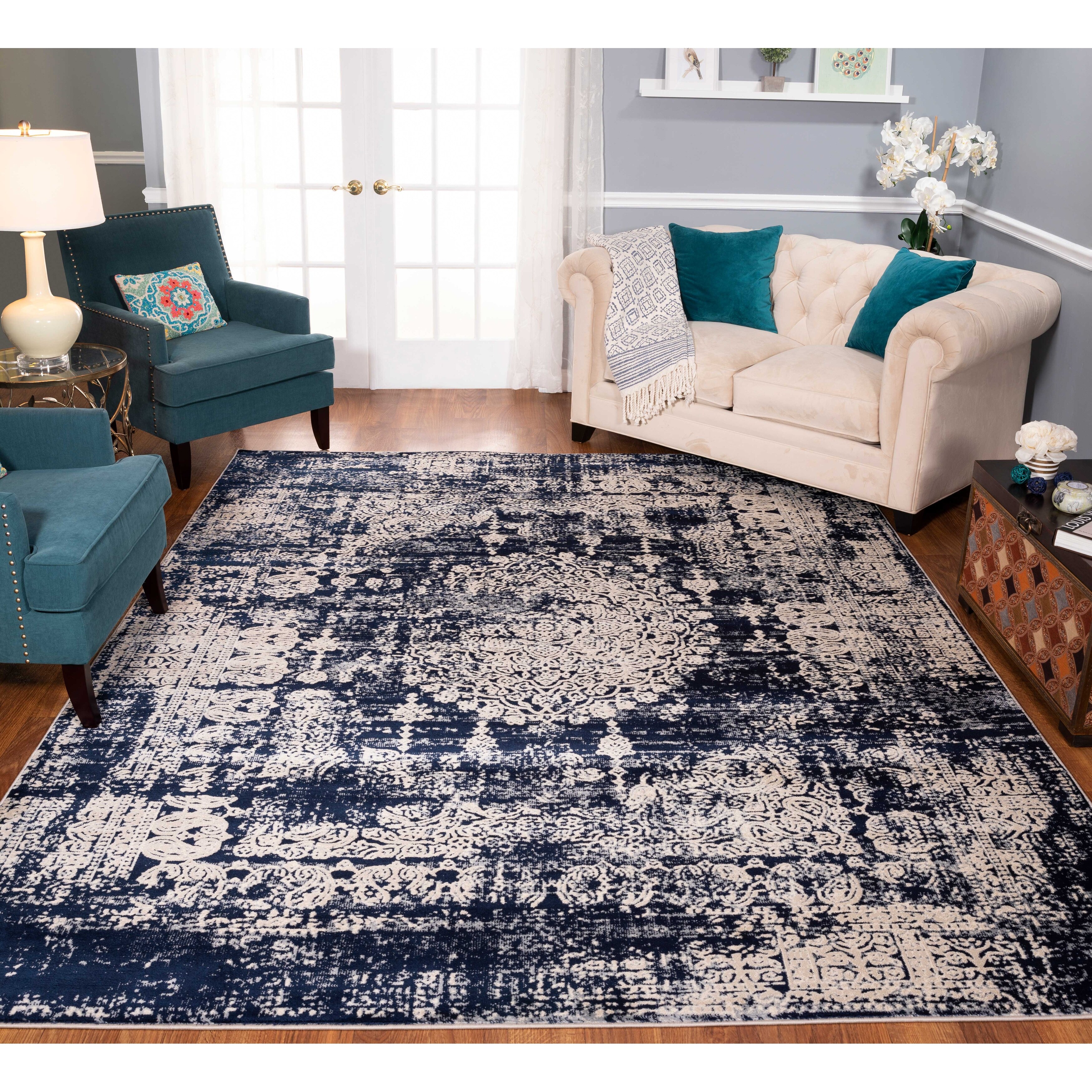 Shop Strick Bolton Morrow Navy Beige Area Rug Overstock