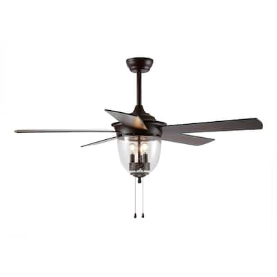 SAFAVIEH Lighting 52-inch Kelso LED Ceiling Light Fan - 52" W x 52" L x 25.375"-30.375" H