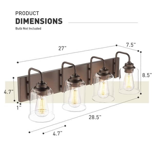 dimension image slide 1 of 4, Oil Rubbed Bronze Bathroom Vanity Light