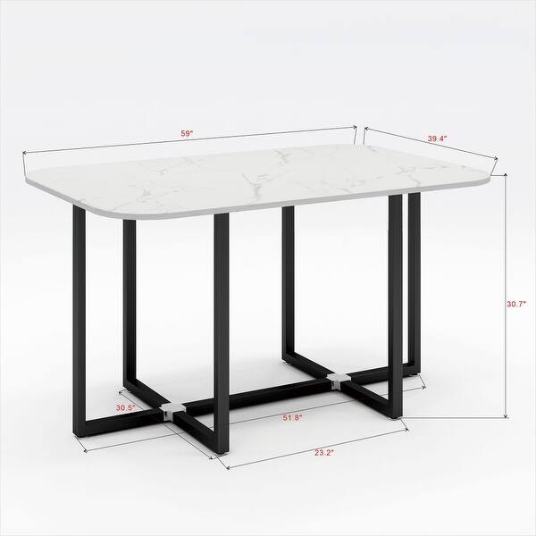 Modern 7 Pieces Rectangle Dining Table Set - Bed Bath & Beyond - 41131868