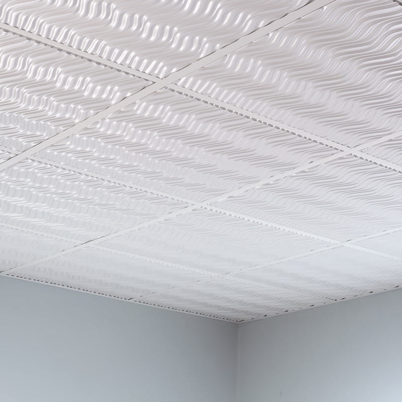 FASÄDE Current Decorative Vinyl 2ft x 2ft Lay in Ceiling Panel in Matte White (5 Pack)