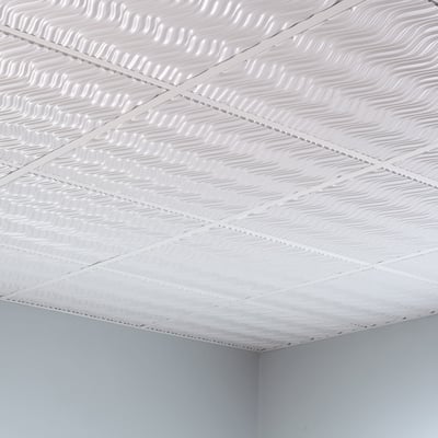 FASÄDE Current Decorative Vinyl 2ft x 2ft Lay in Ceiling Panel in Matte White (5 Pack)