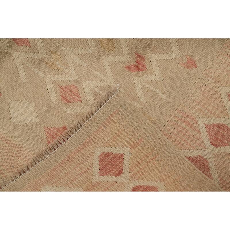 Hand Woven Southwestern Wool Beige Geometric Area Rug - 5' 8'' X 4' 1''