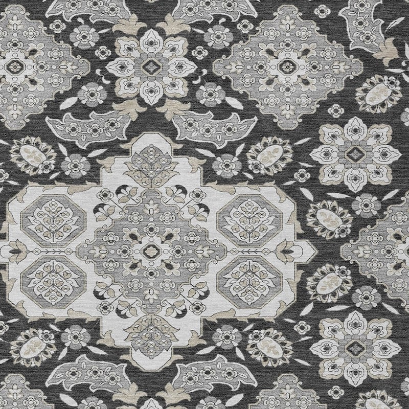 HomeRoots Medallion Traditional Rectangle Outdoor Rug
