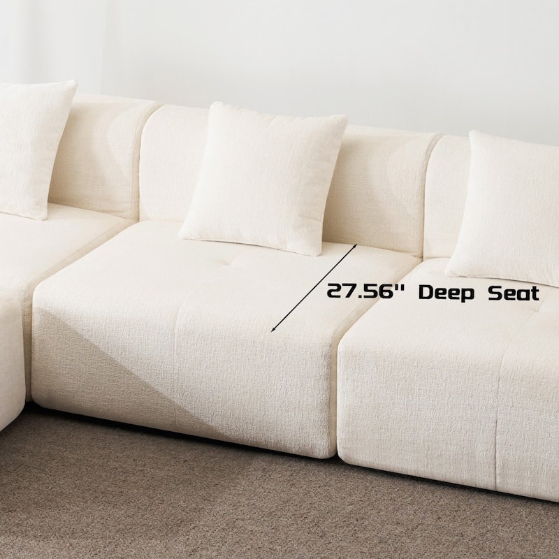 120.47" Modular Corduroy Boneless Sectional Sofa with Movable Ottoman