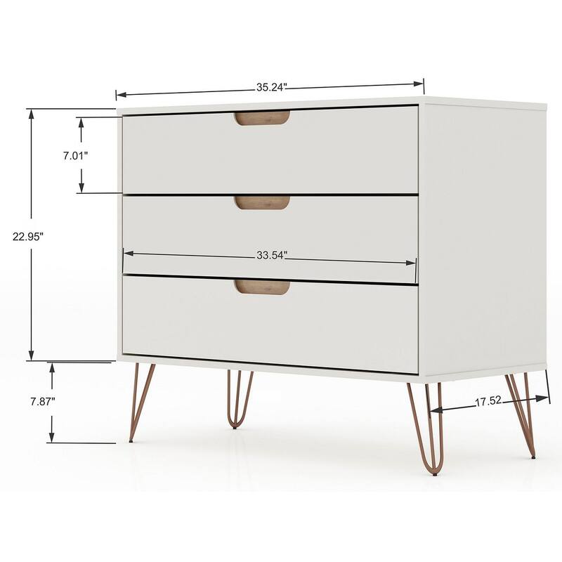 Manhattan Comfort Rockefeller 3-Piece Dresser and Nightstand Set