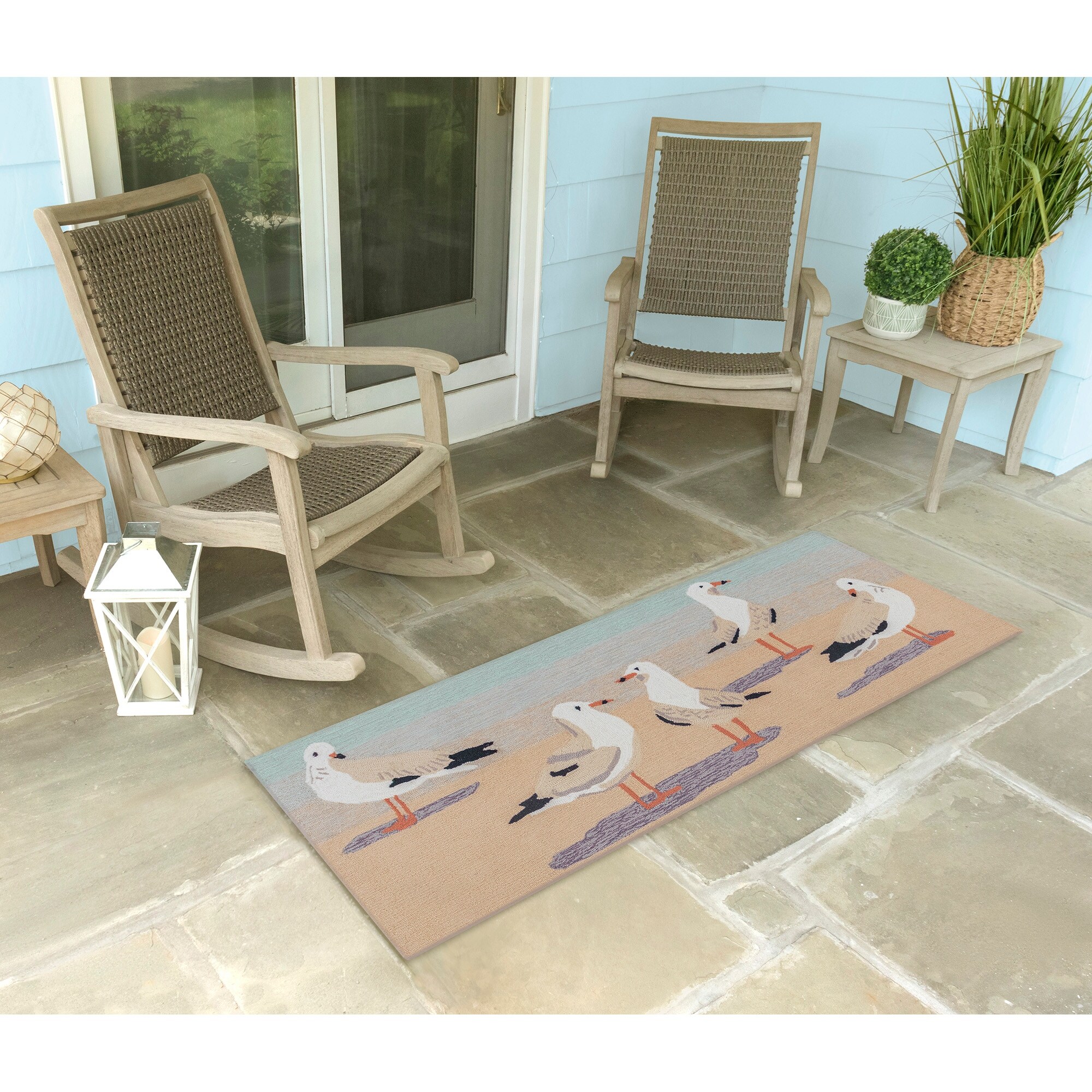 Gulls Sand Coastal Hand Hooked Indoor Outdoor Mats by Liora Manne